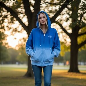 PINK Victoria's Secret Gradient Blue Zip-Up Hoodie